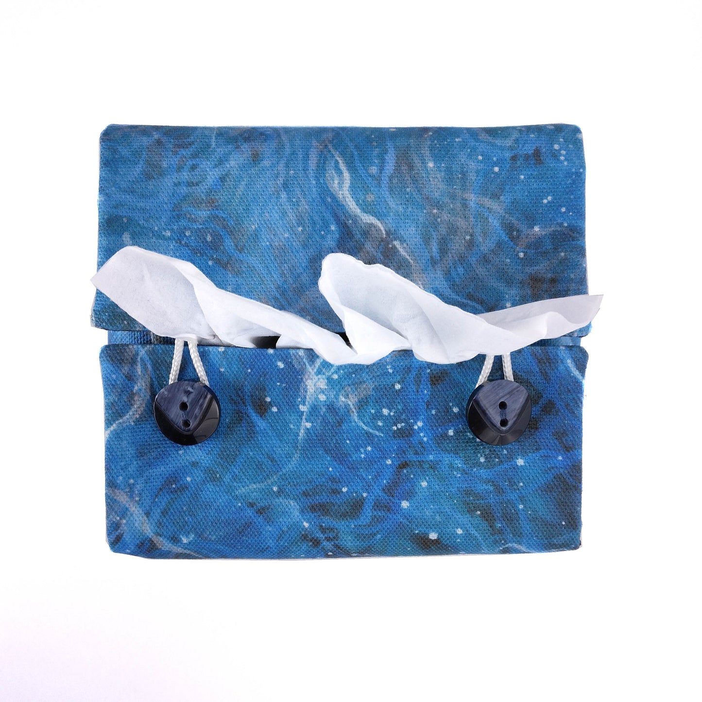 Cube Fabric Tissue Box Cover - Dark Blue Nebula Print