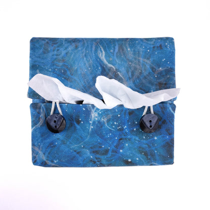 Cube Fabric Tissue Box Cover - Dark Blue Nebula Print