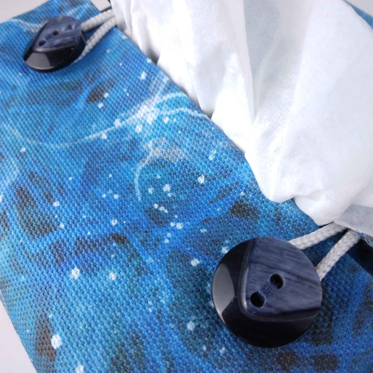 Cube Fabric Tissue Box Cover - Dark Blue Nebula Print