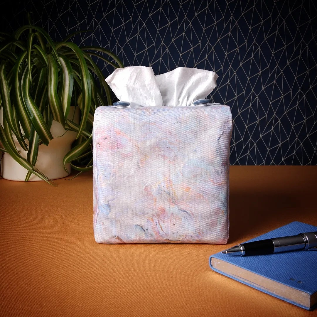 Cube Fabric Tissue Box Cover - Pastel Nebula Print