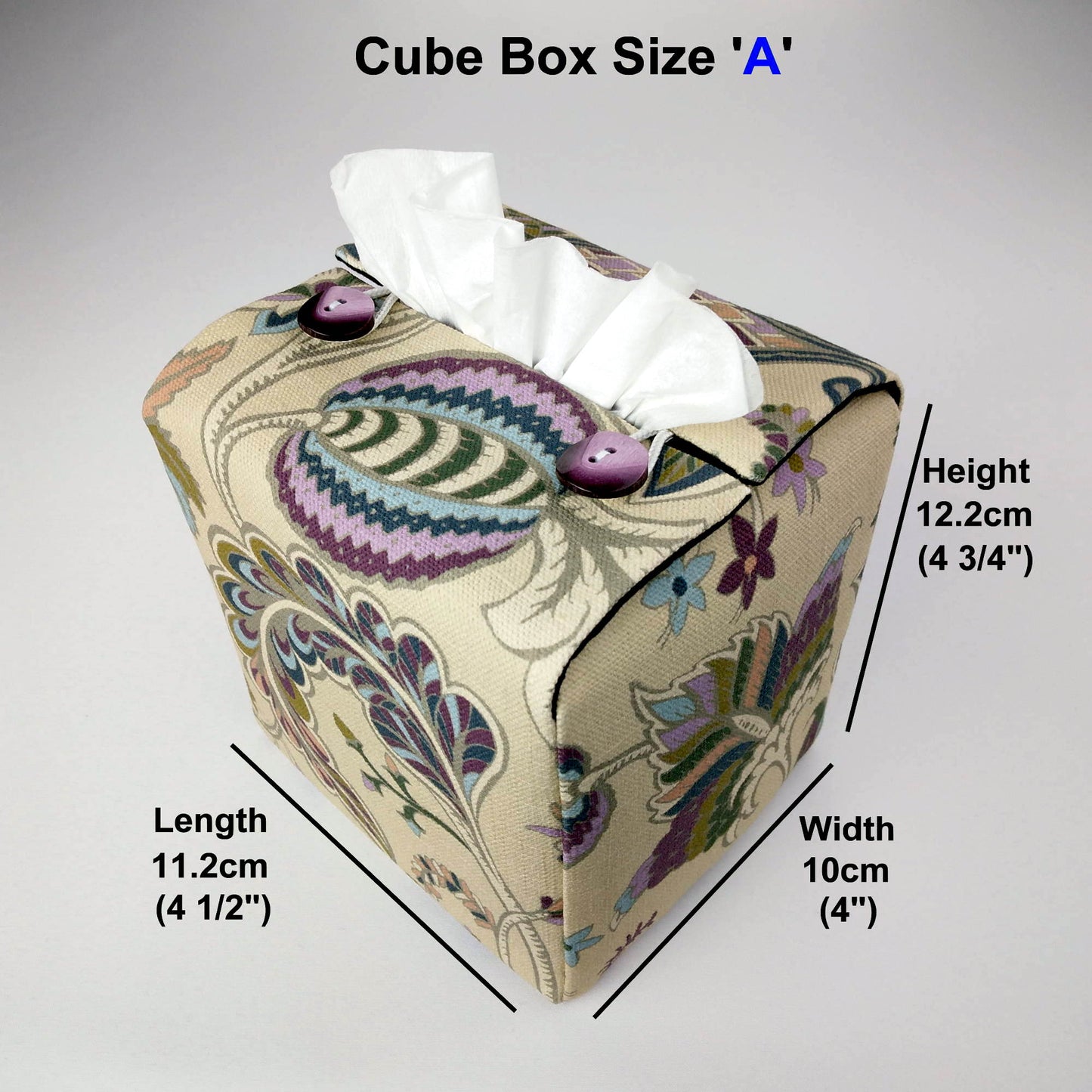 Square tissue box cover with multi colour floral pattern