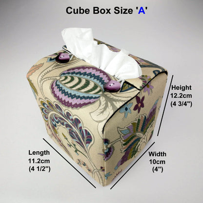 Square tissue box cover with multi colour floral pattern