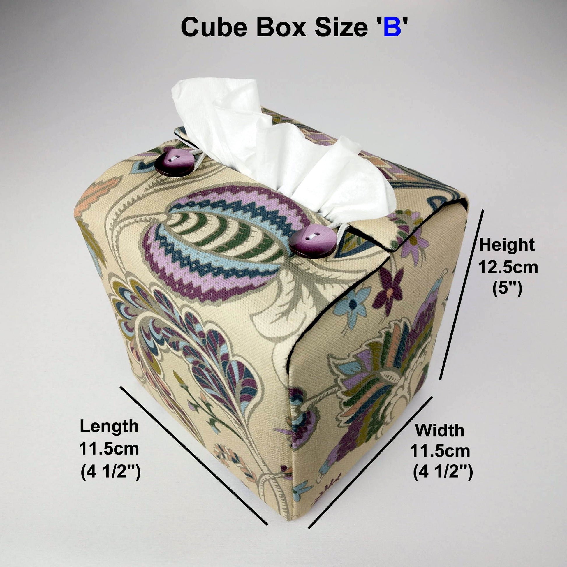 Square tissue box cover with multi colour floral pattern