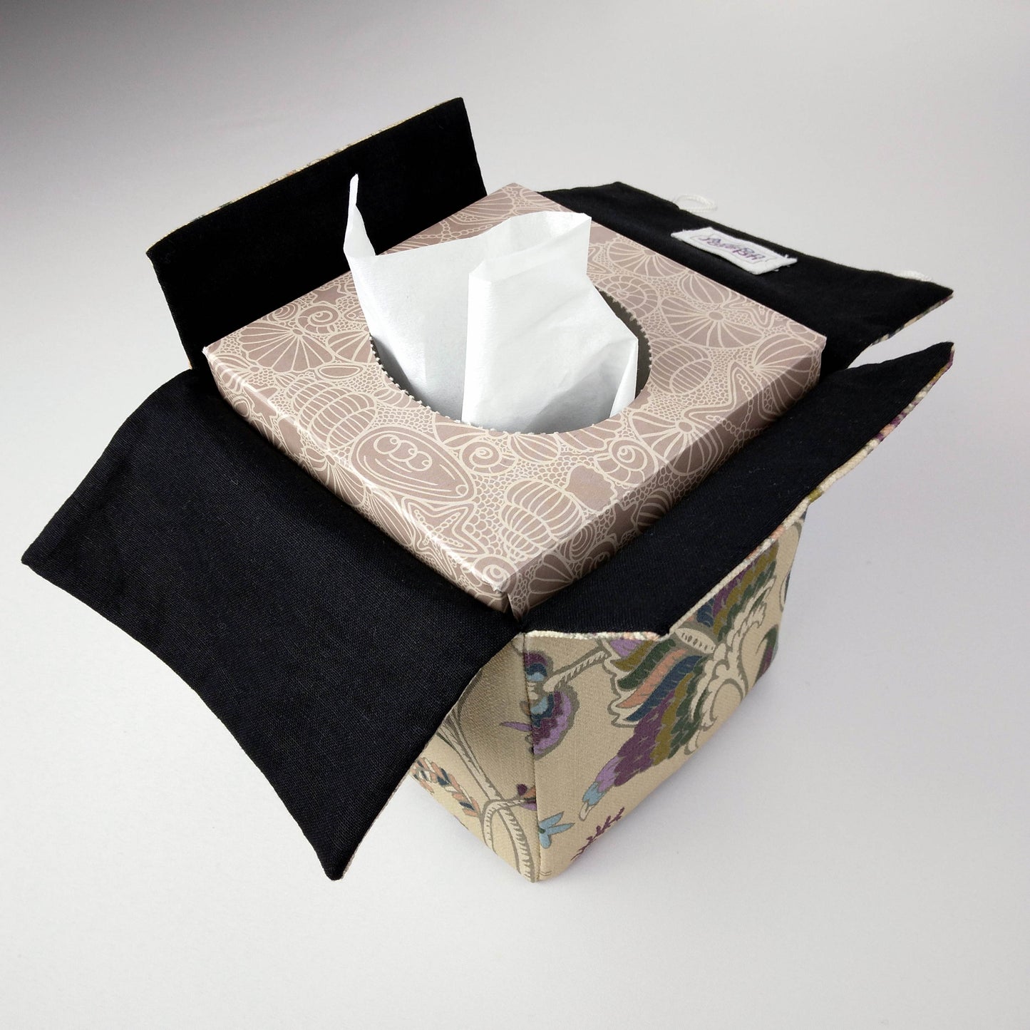 Cube Fabric Tissue Box Cover - Floral Tapestry Print