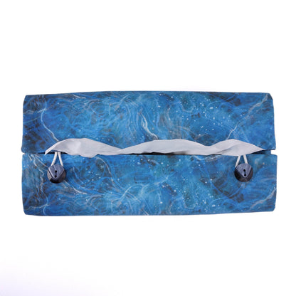 Rectangular Fabric Tissue Box Cover - Dark Blue Nebula Print