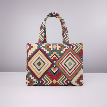 Mini tote bag with multi-colour diamond design