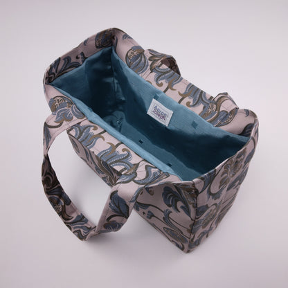 Mini Tote Bag - Baroque Style Floral on Taupe