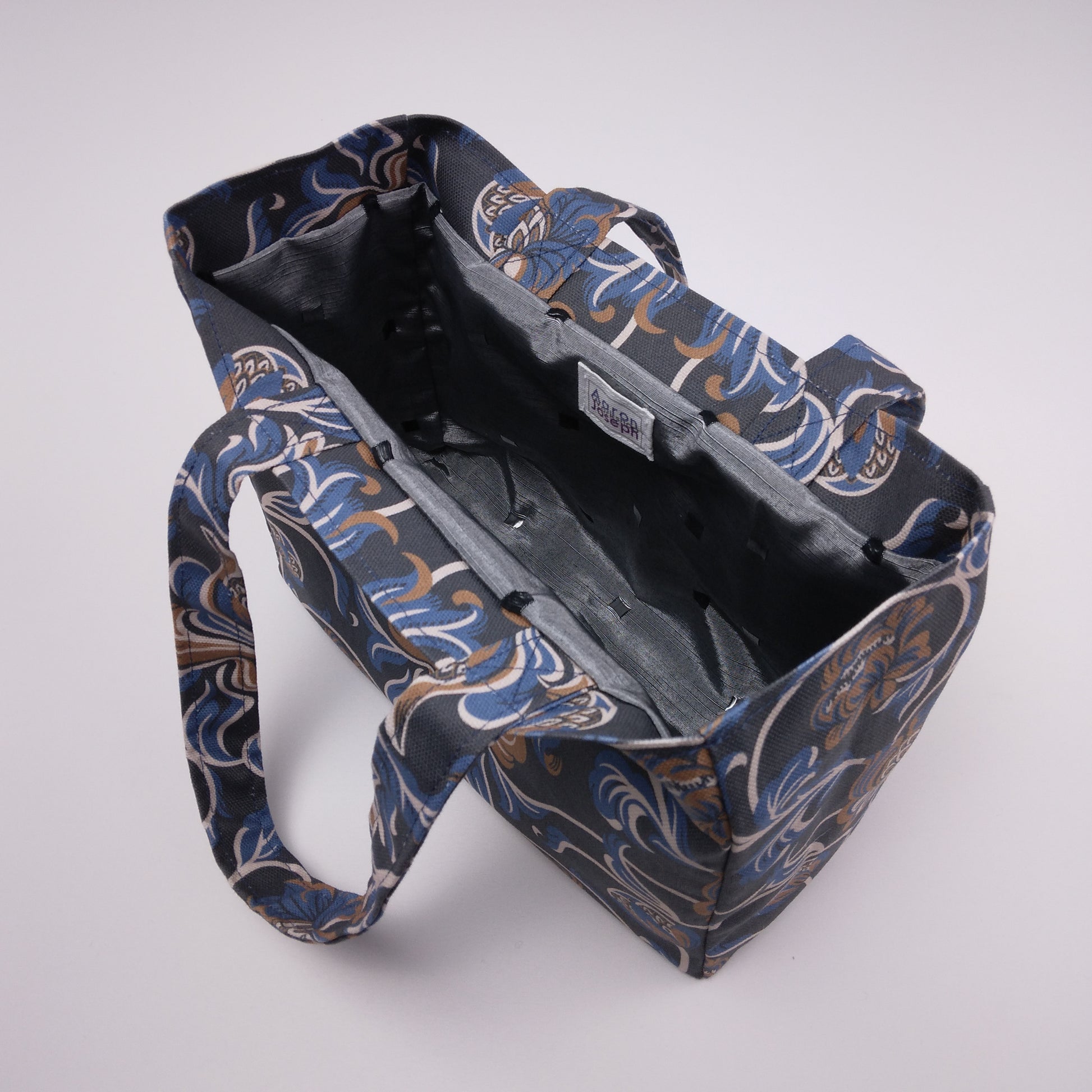 Interior view of a mini tote bag
