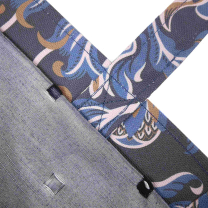Close up view of a mini tote bag exterior and interior fabric