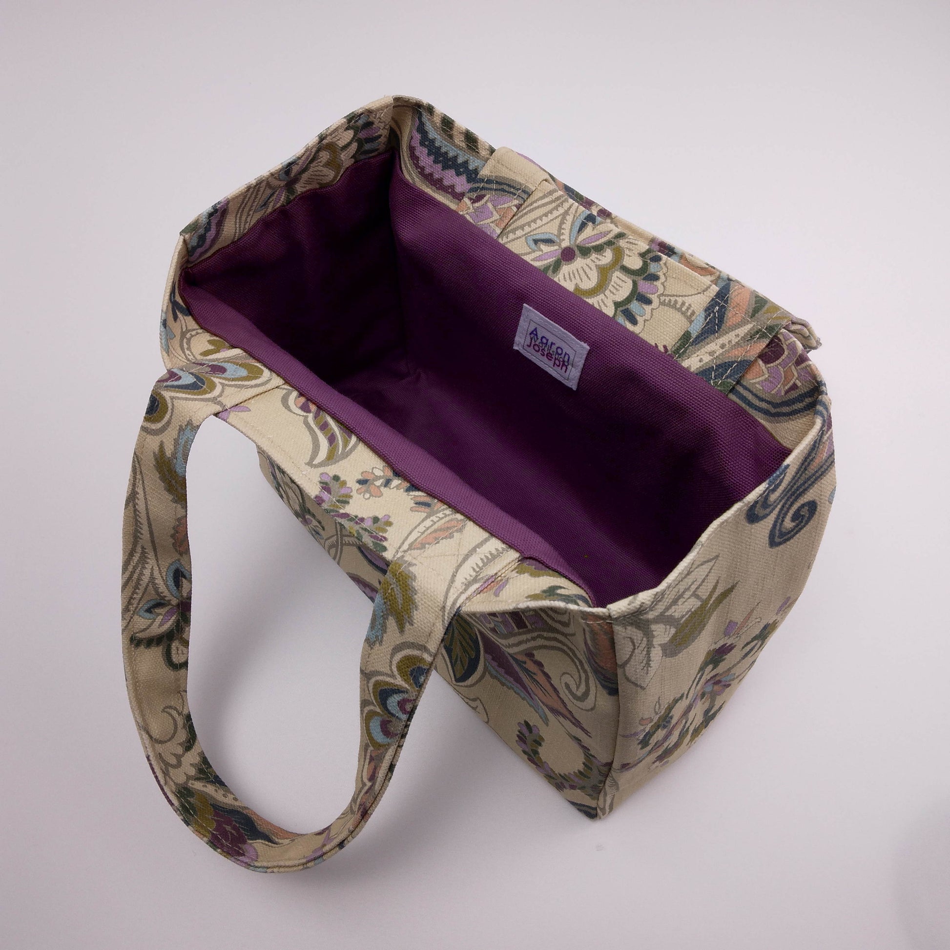 Interior view of a mini tote bag