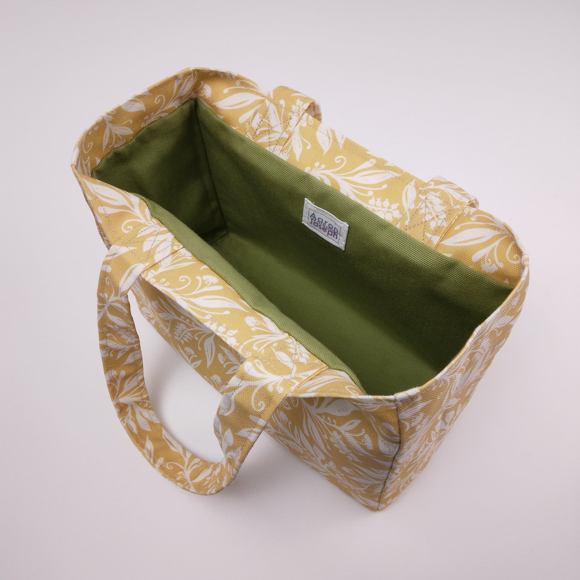 Interior view of a mini tote bag