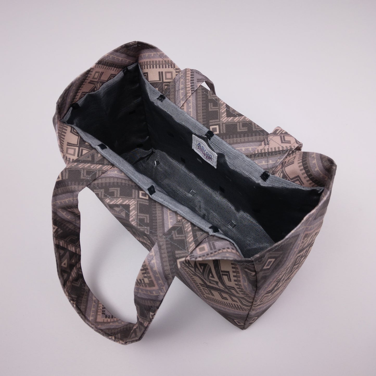 Interior view of a mini tote bag