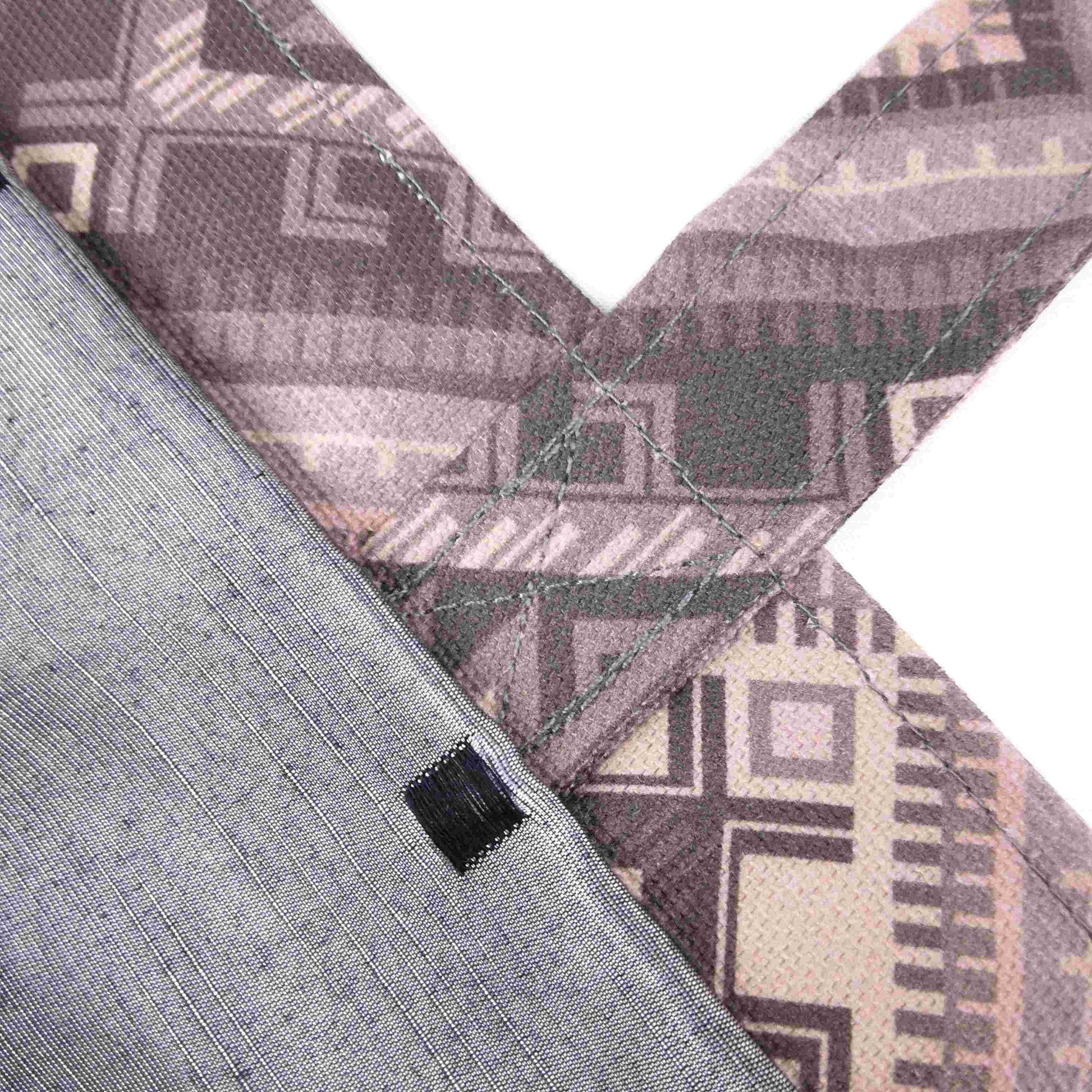 Close up view of a mini tote bag exterior and interior fabric