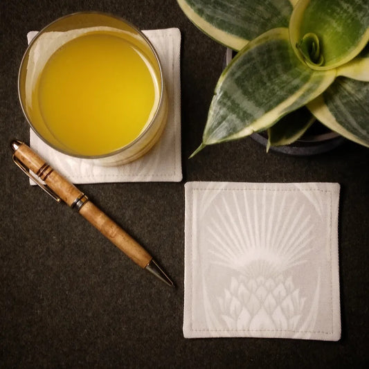 Square Fabric Coaster Set of 2 - Natural Thistle