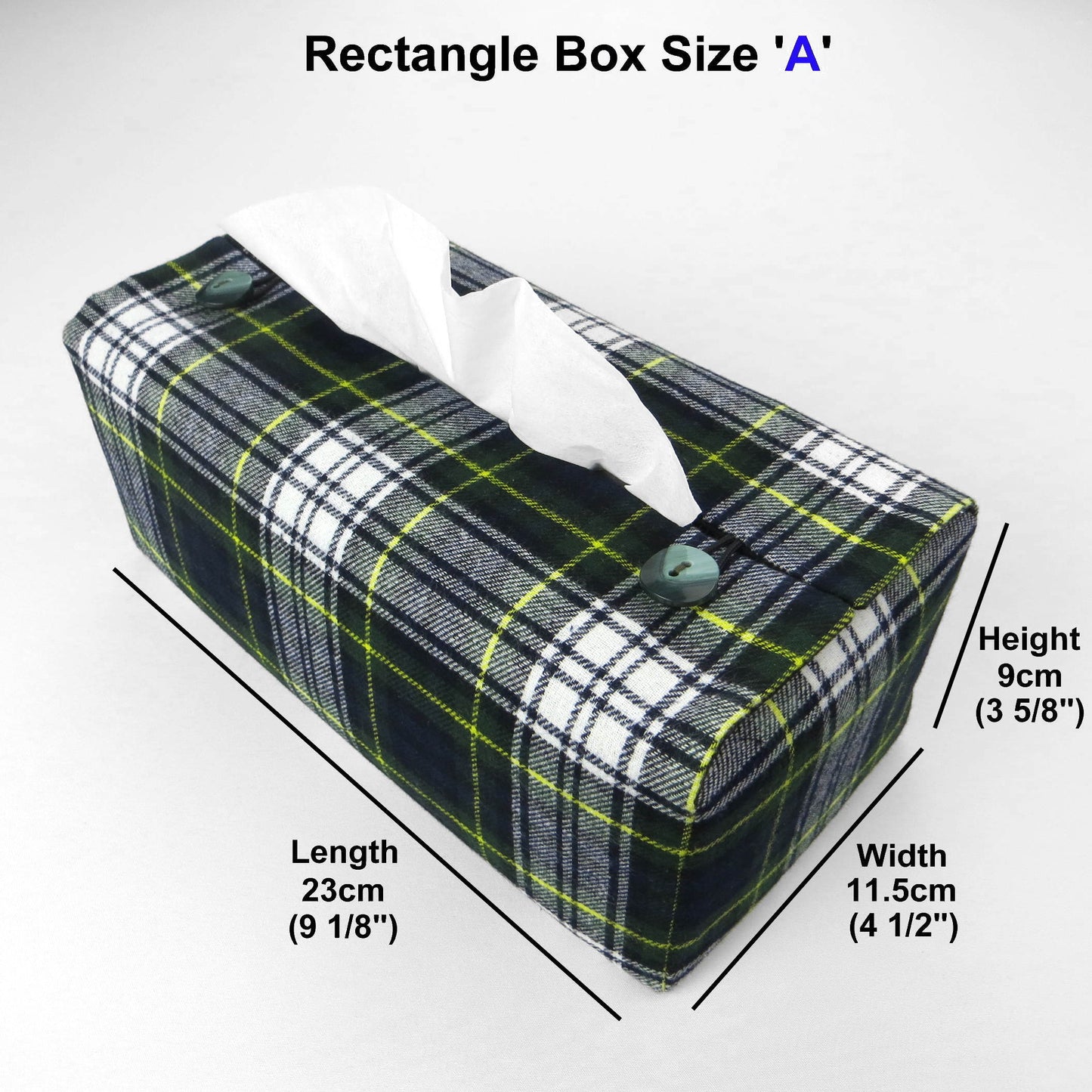 Woven brushed cotton rectangle tissue box cover with product details