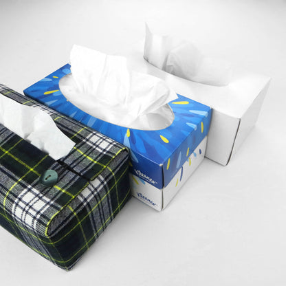 Woven brushed cotton rectangle tissue box cover with tissue box options