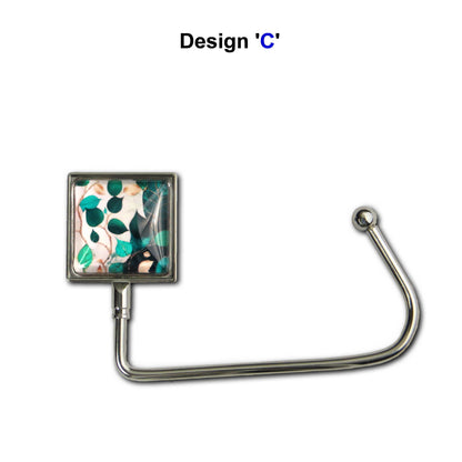 Handbag hook for hanging accessories on tables, ledges, and shelves