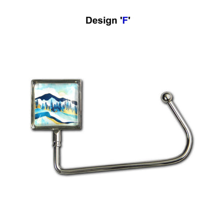 Handbag hook for hanging accessories on tables, ledges, and shelves