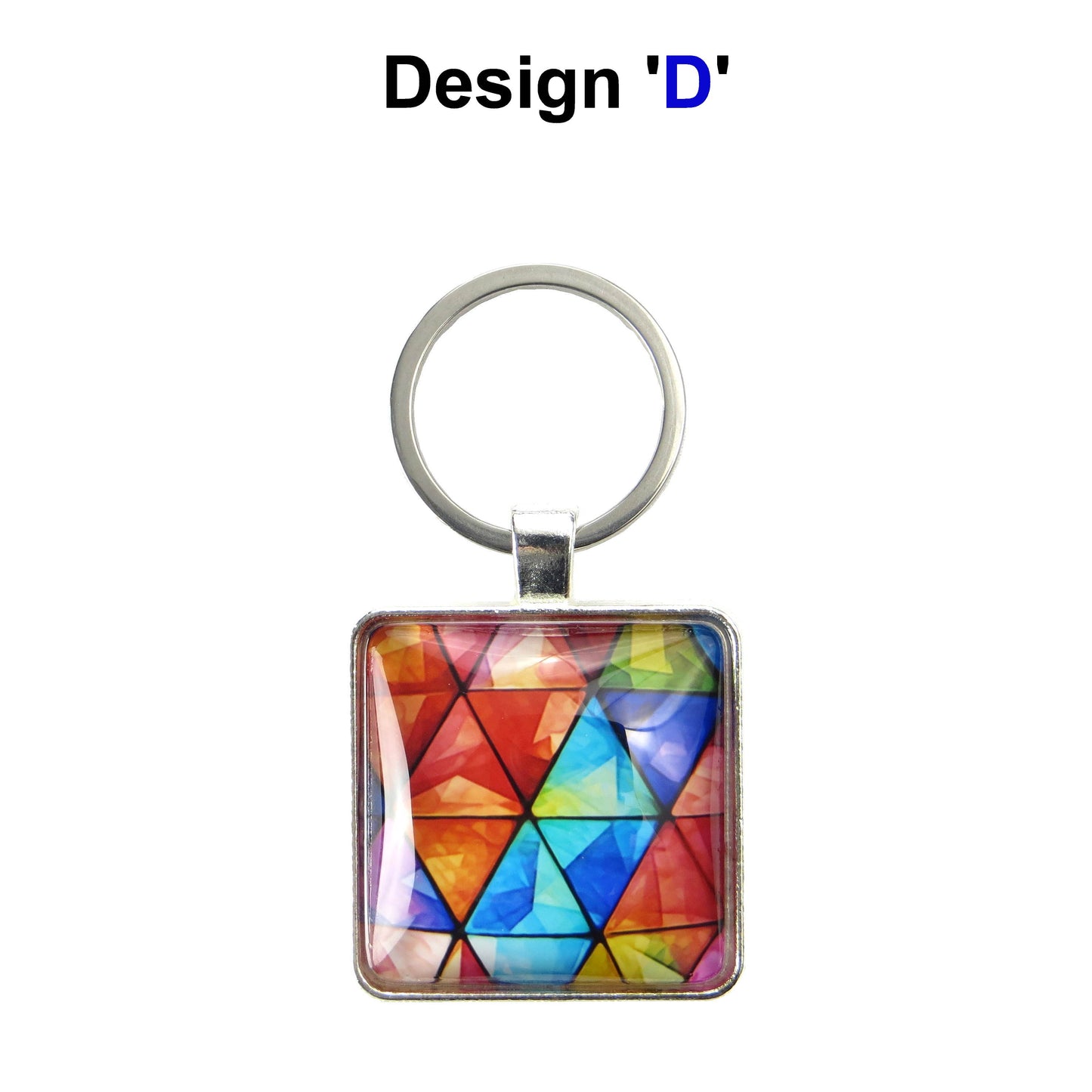 Keyring with a colourful glass domed image