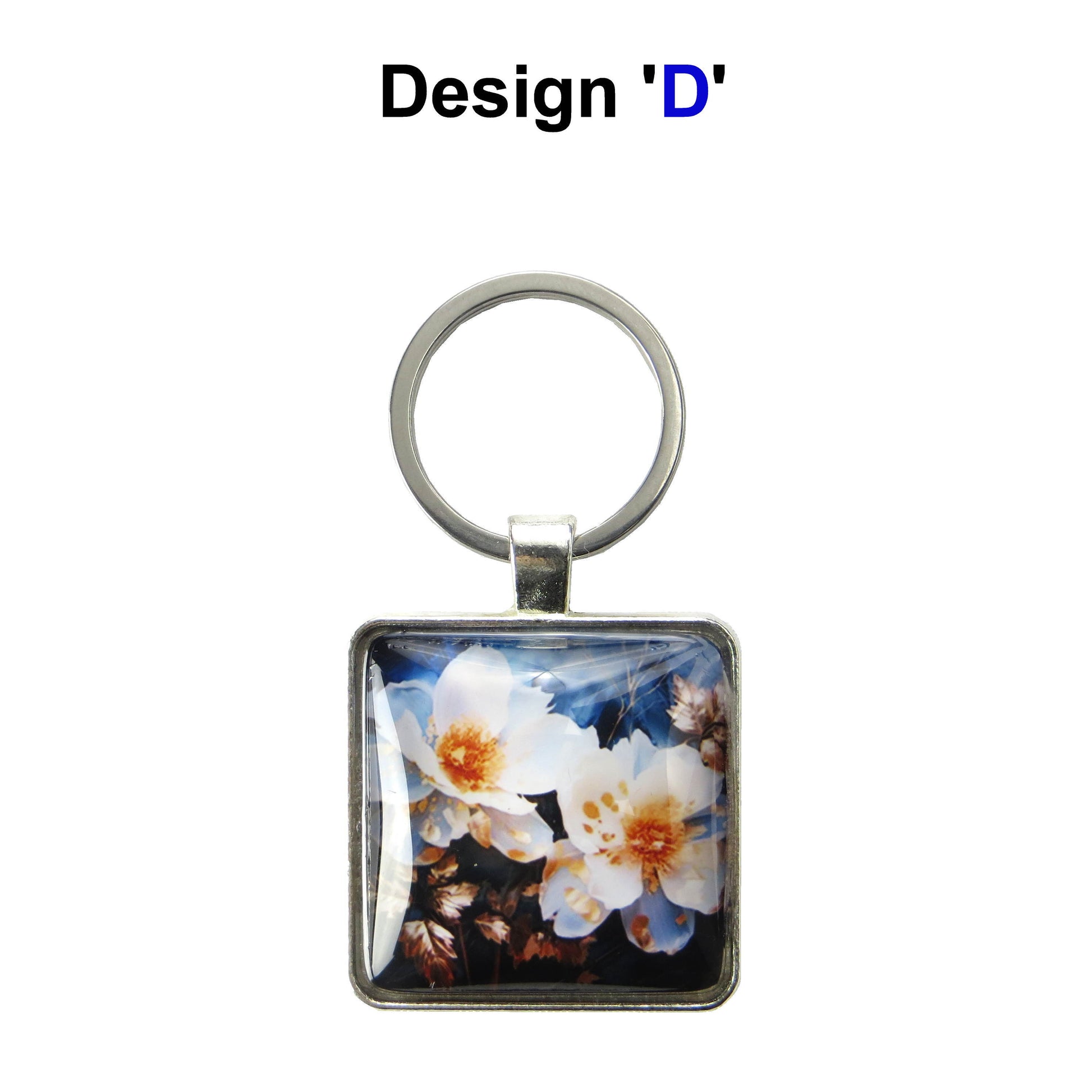 Keyring with a colourful glass domed image