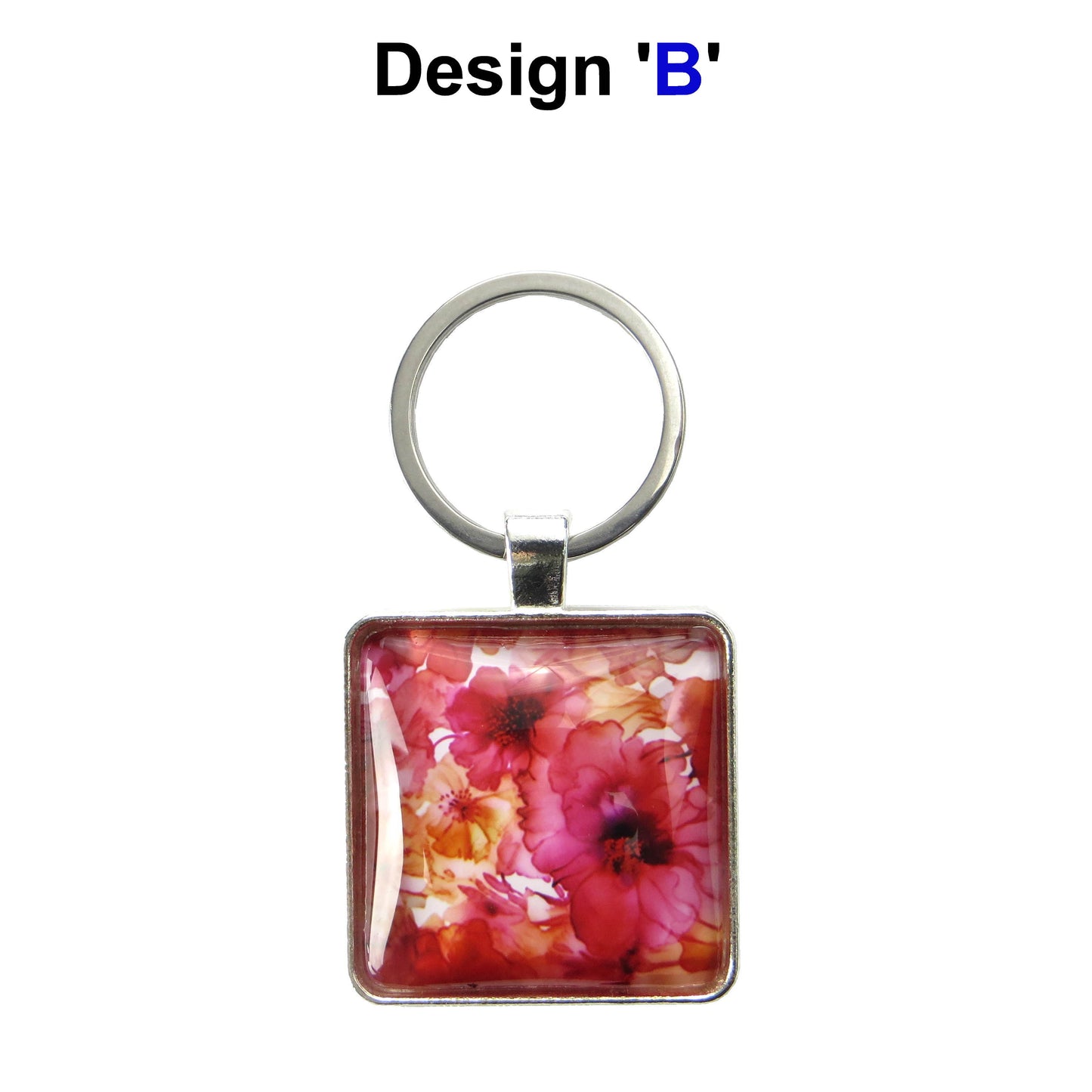 Keyring with a colourful glass domed image