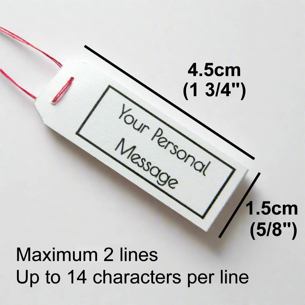 Gift tag with customised message and product details