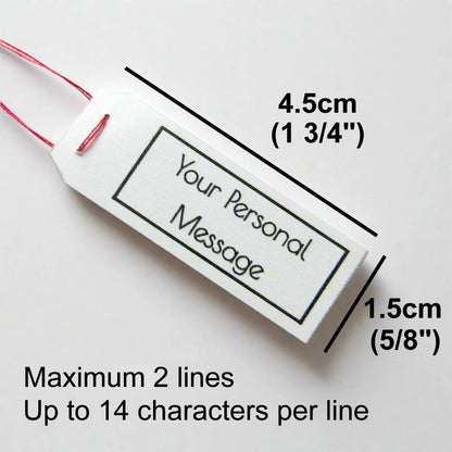 Gift tag with customised message and product details