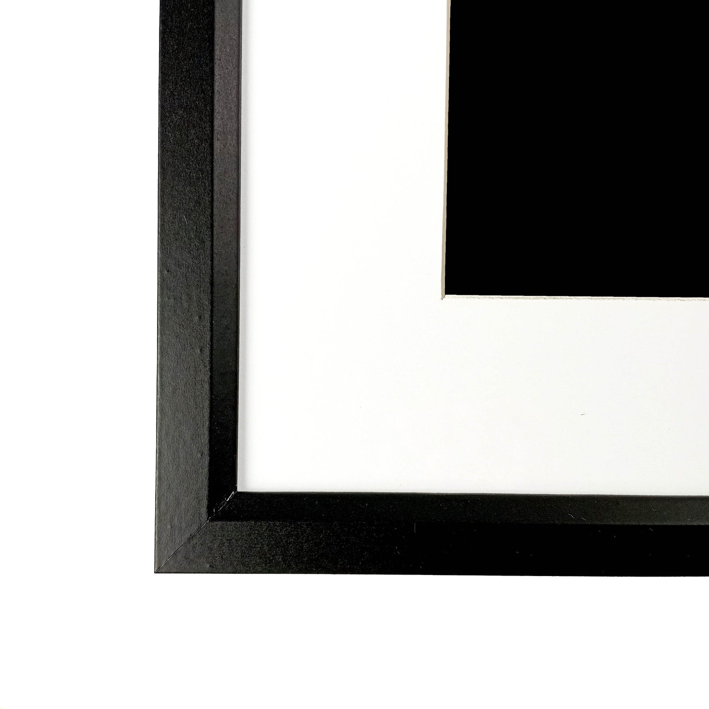 Close up of a bevelled picture frame with white mat