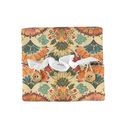 Top view of square tissue box cover with buttons
