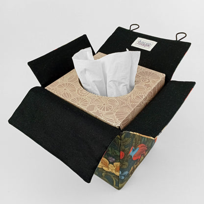 Interior view of square linen tissue box cover