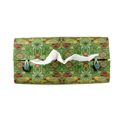 Top view of rectangle tissue box cover with buttons