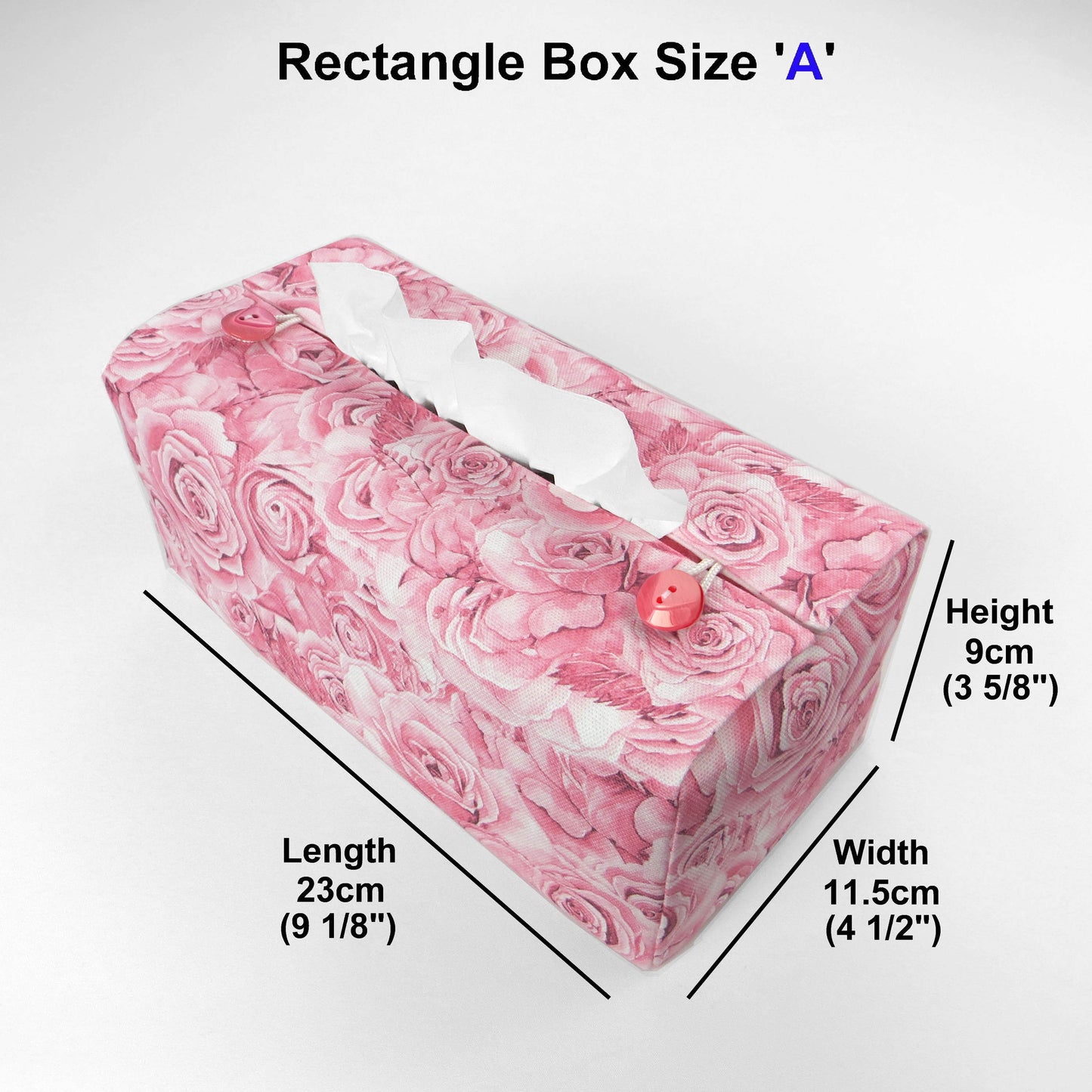 Cotton rectangle tissue box cover with product details