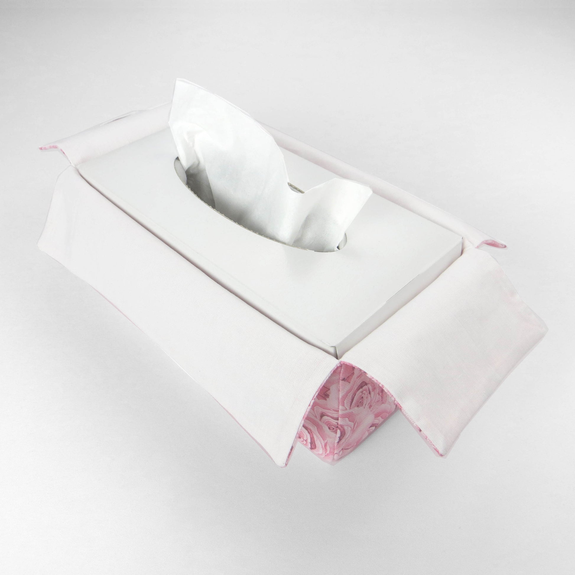 Interior view of cotton rectangle tissue box cover