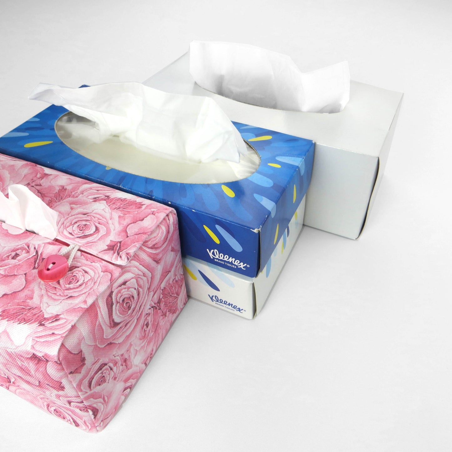 Cotton rectangle tissue box cover with tissue box options