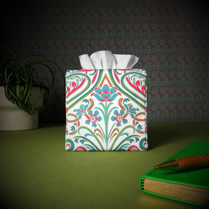 Cube Fabric Tissue Box Cover - Teal Victorian Design