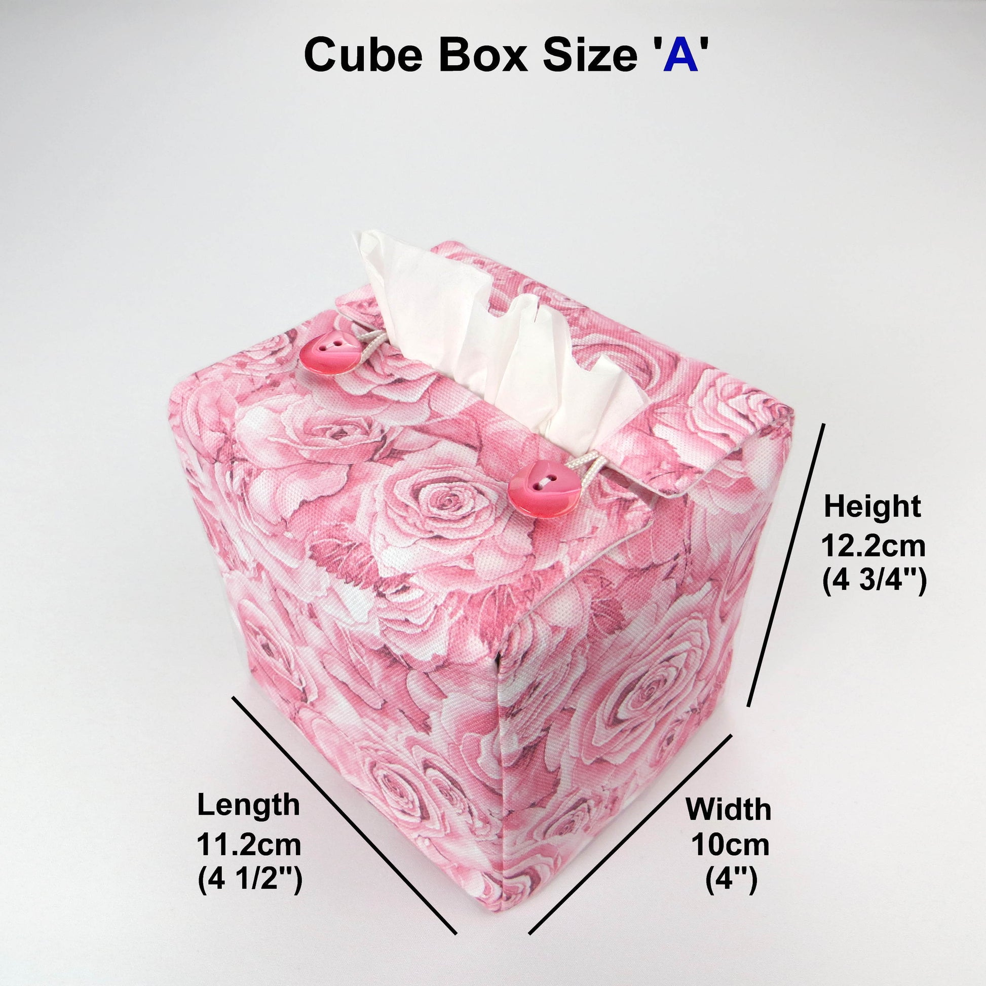 Cotton square tissue box cover with product details
