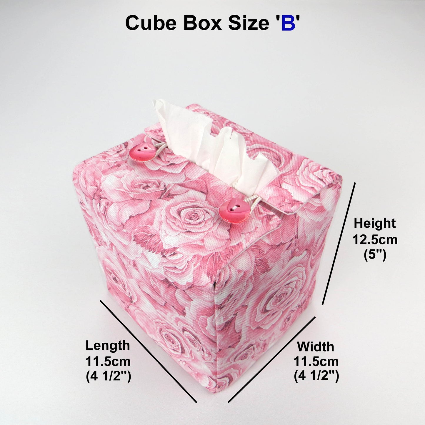 Cotton square tissue box cover with product details