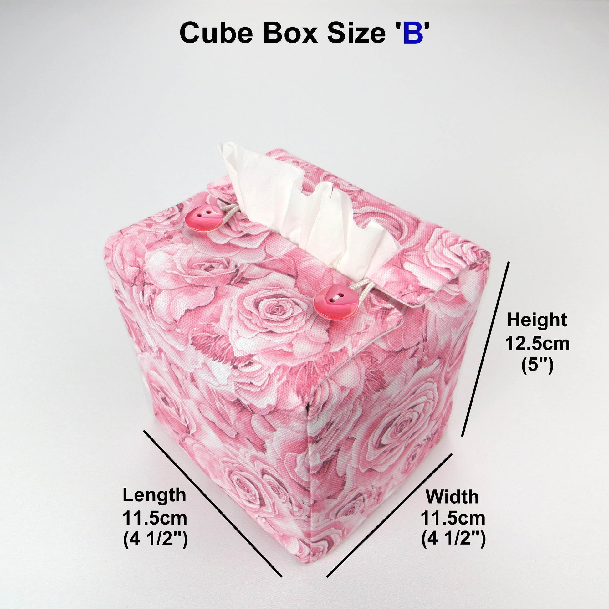 Cotton square tissue box cover with product details