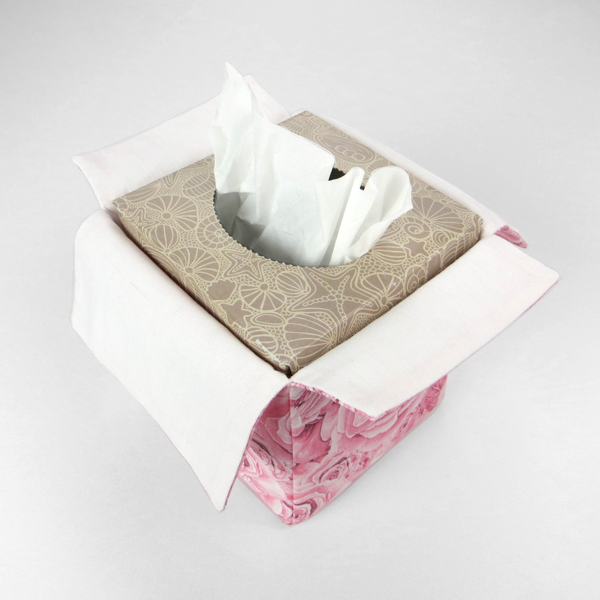 Interior view of cotton square tissue box cover