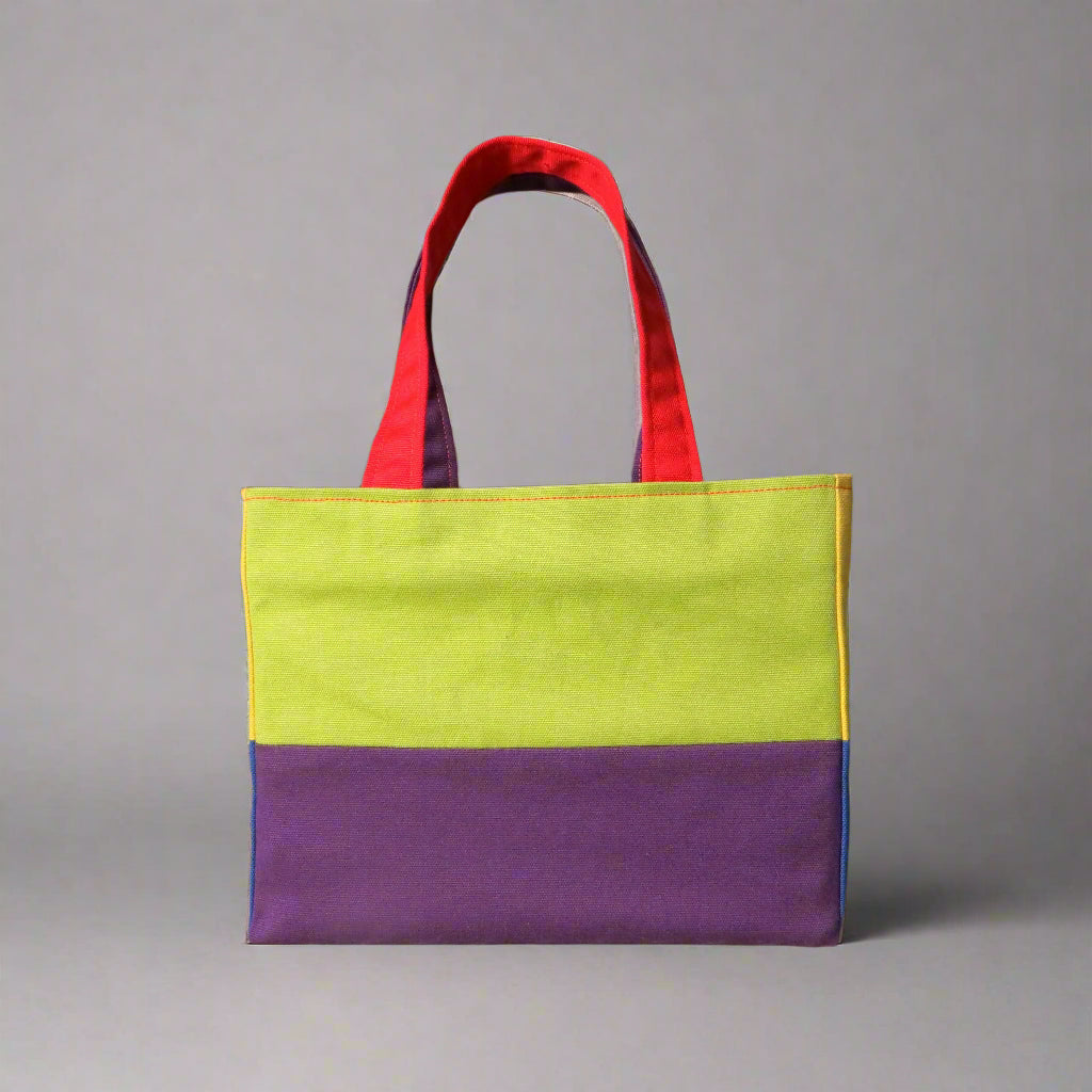 Small cotton tote bag with two vibrant colours on each side