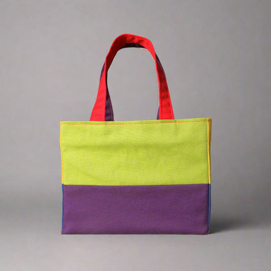 Small cotton tote bag with two vibrant colours on each side