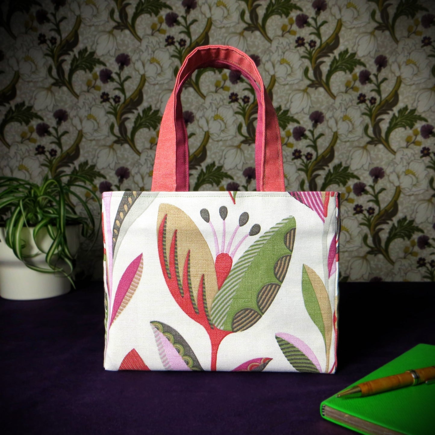 Mini Tote Bag - Raspberry Tulips