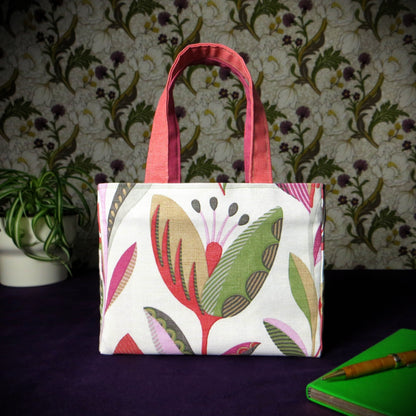 Mini Tote Bag - Raspberry Tulips