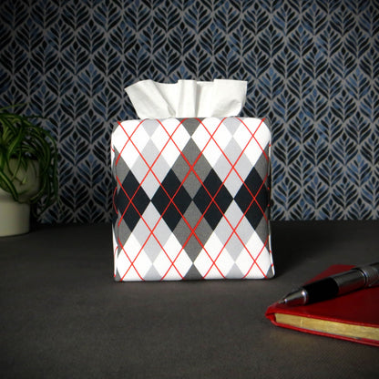 Cube Fabric Tissue Box Cover - Argyle Design