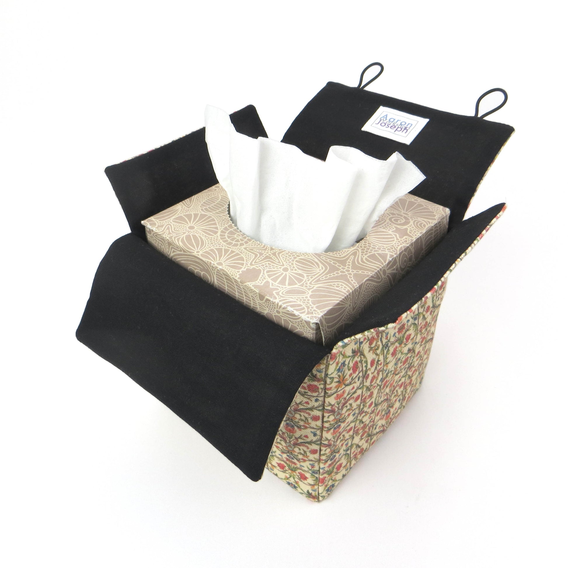 Interior view of linen square tissue box cover