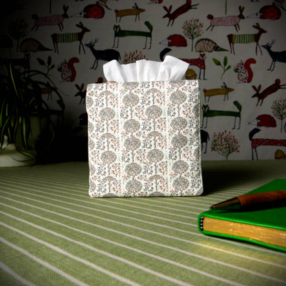 Cube Fabric Tissue Box Cover - Orchard Grove on Linen
