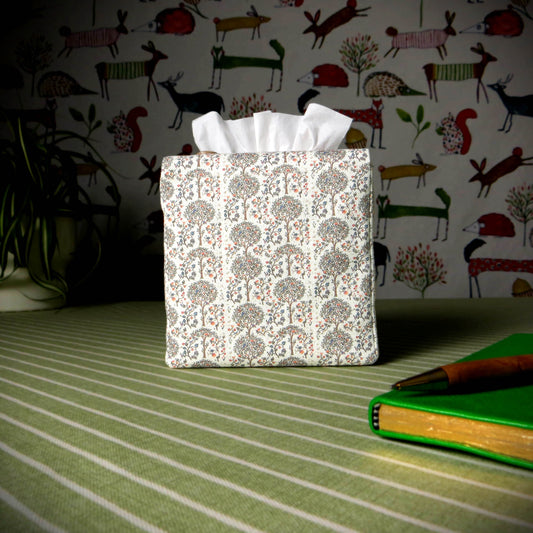 Cube Fabric Tissue Box Cover - Orchard Grove on Linen