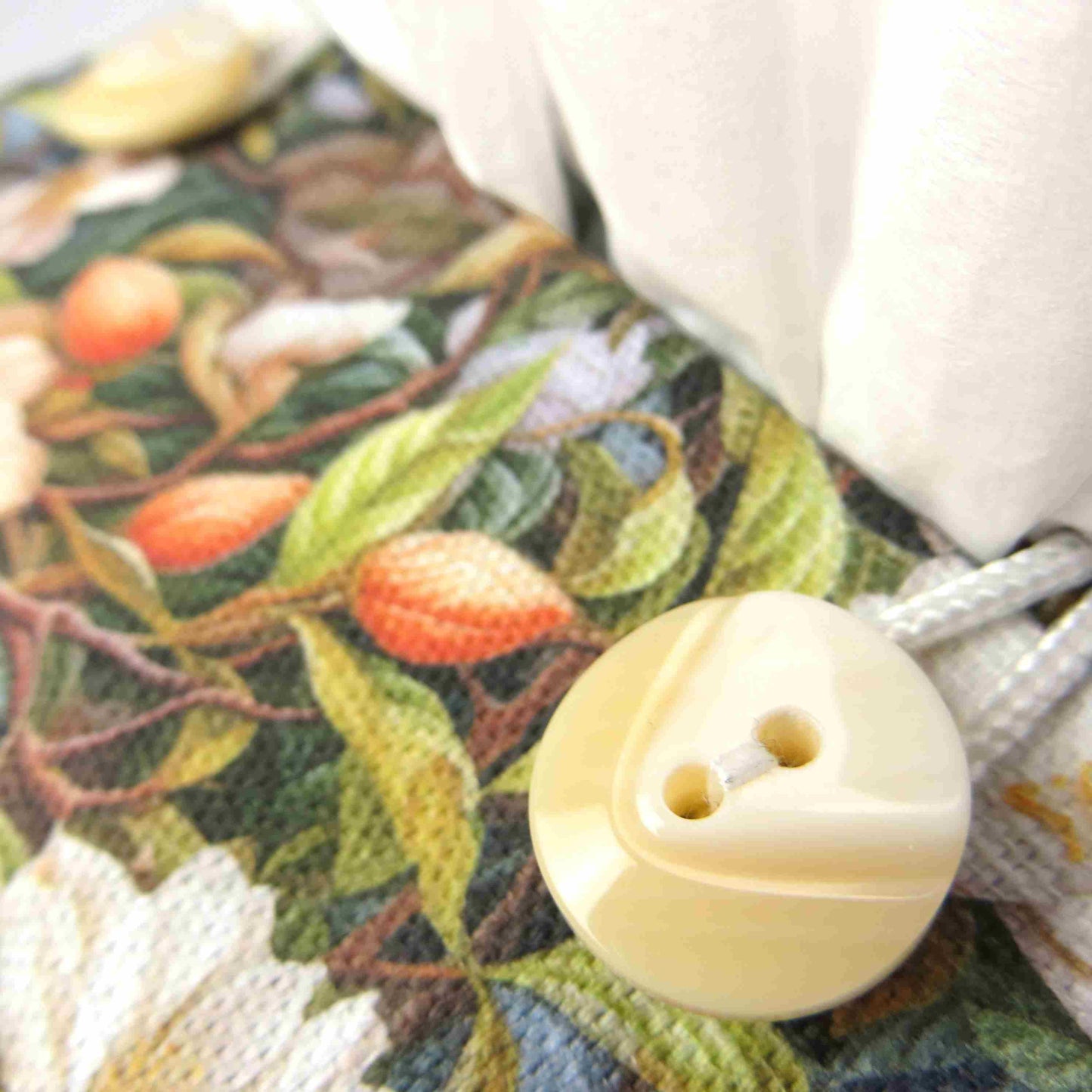 Linen square tissue box cover with a floral forest design