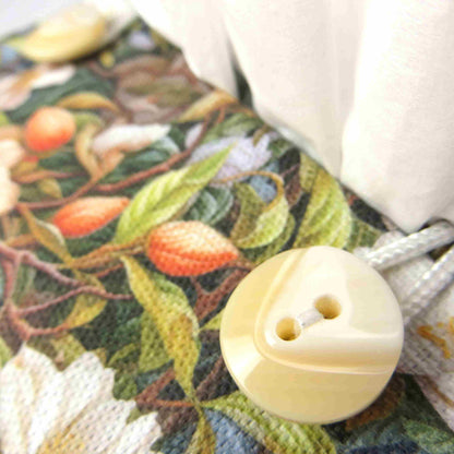 Linen square tissue box cover with a floral forest design