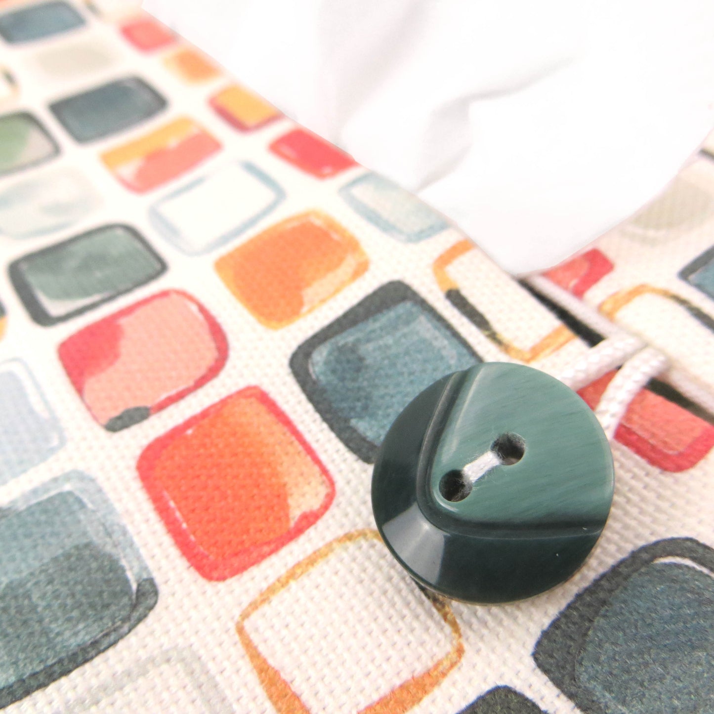 Cotton rectangle tissue box cover with multicoloured watercolour-style squares